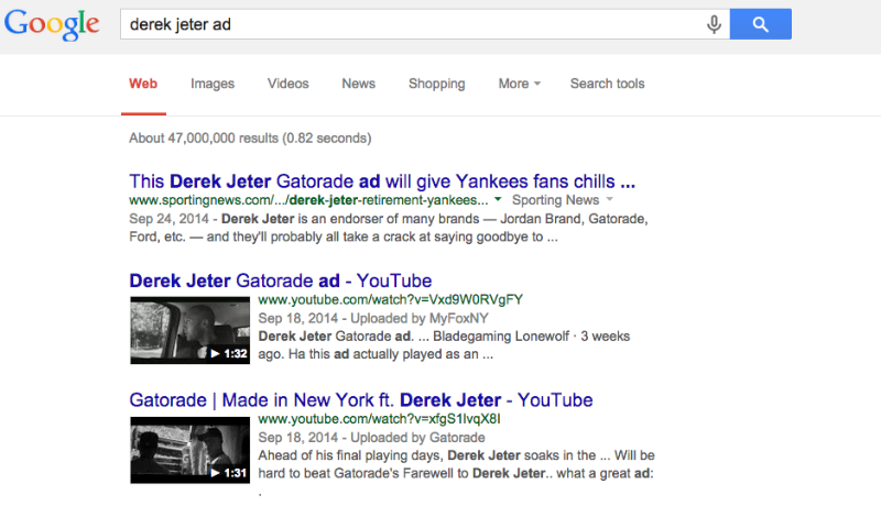 Derek Jeter Ad SERP