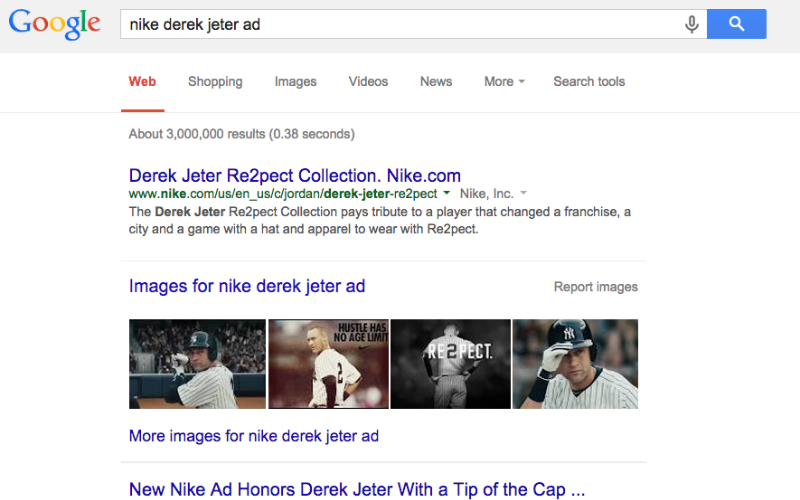 Nike Derek Jeter Ad SERP