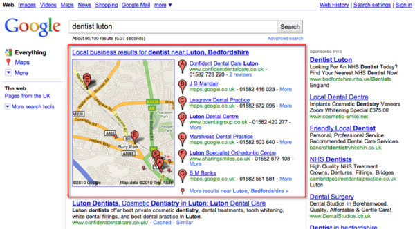 Small Business SEO image google places listings 600x332